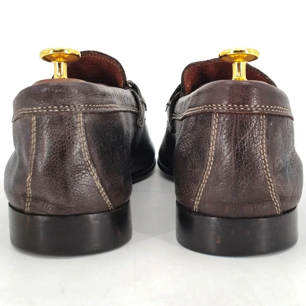 Donald J. Pliner Signature Bit Loafers Mens 9.5 Brown Pebble Leather Dress Shoes - Picture 5 of 11